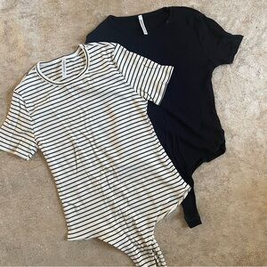 Lulus basics bodysuit set black striped L M